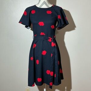 Banana Republic Navy Size 0 Dress with Red Floral Accents